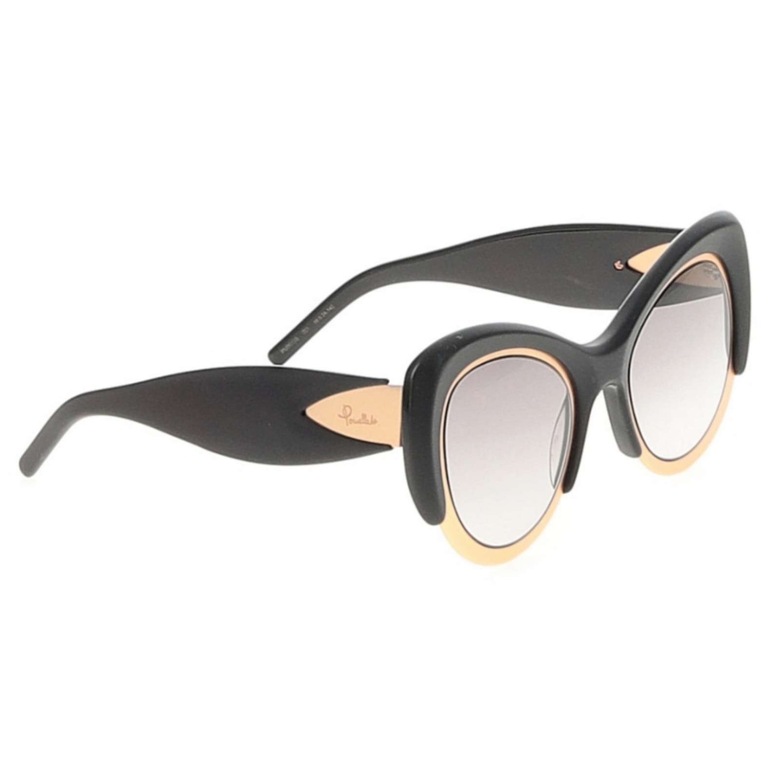 Pomellato Oversized Cat Eye 48mm Italian Designer Sunglasses In Black Gold